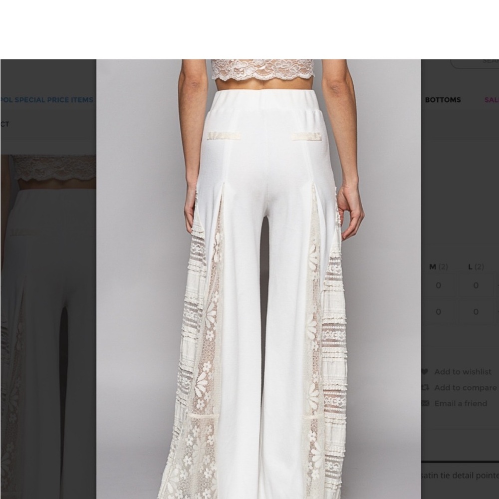 POL  Elegant White Lace Trimmed Pants nwot - Picture 4 of 8
